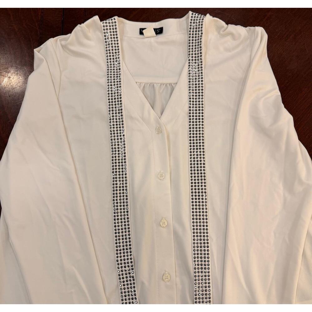 Venus Women's Top Shirt with bow - Size M - Made in USA - White - Picture 12 of 13